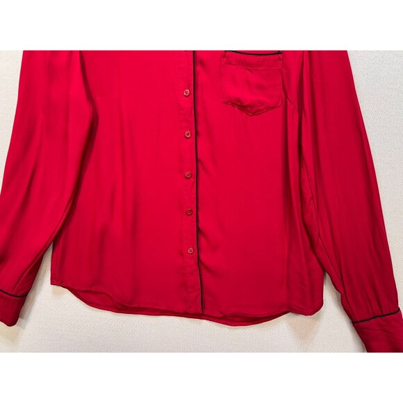 Brooks Brothers Women's Fleece Button Up Shirt Long Sleeve Size 6 Red Pocket - Picture 6 of 13